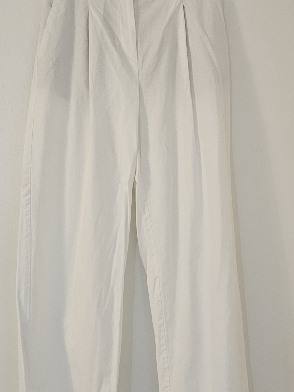 LOFT White Linen Blend High-Waist Wide-Leg Trousers